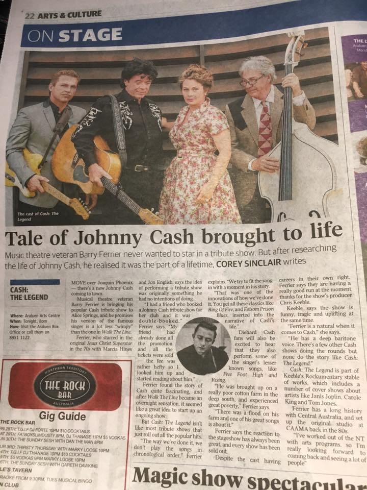 The Johnny Cash Story plays Alice Springs